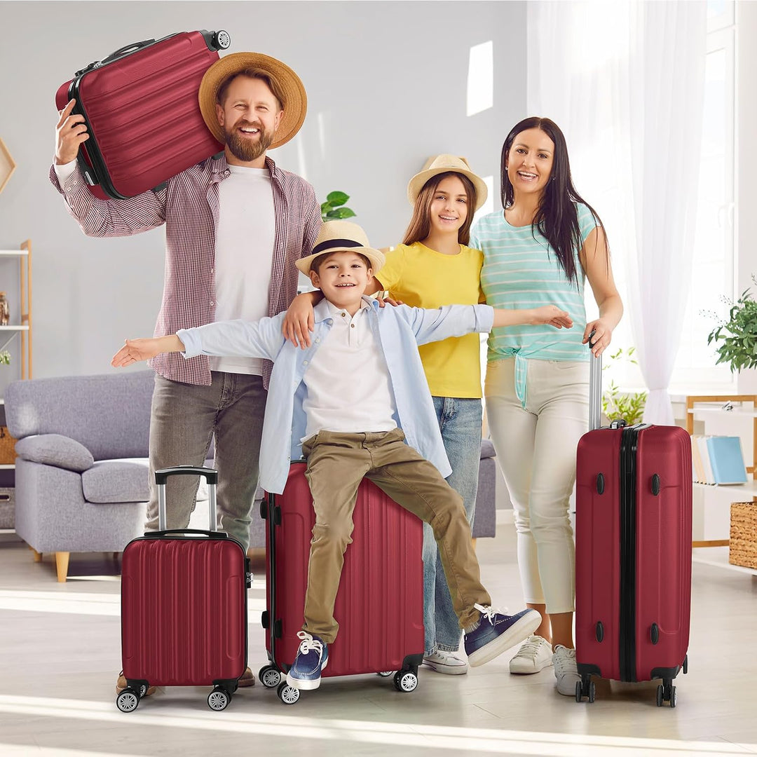 LALAHO Kofferset 3/4/5 teilig, Reisekoffer Set mit Kosmetikkoffer, Hartschalen Koffer Set aus ABS, G
