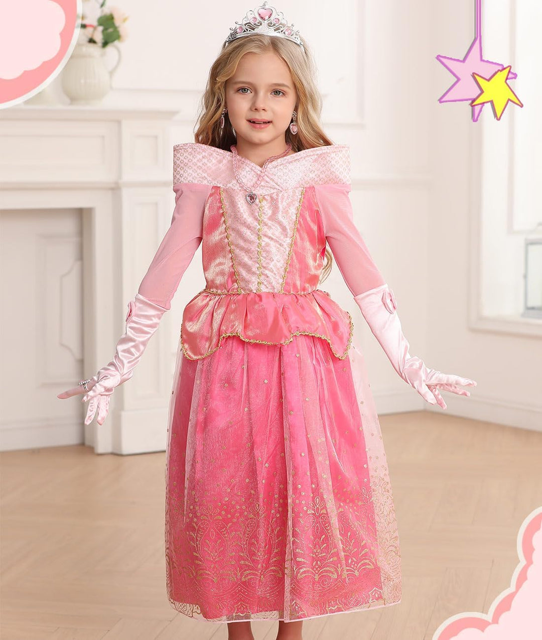 Tyidalin Mädchen Prinzessin Aurora Kleid Kinder Dornröschen Kostüm Geburtstag Party Weihnachten Hall