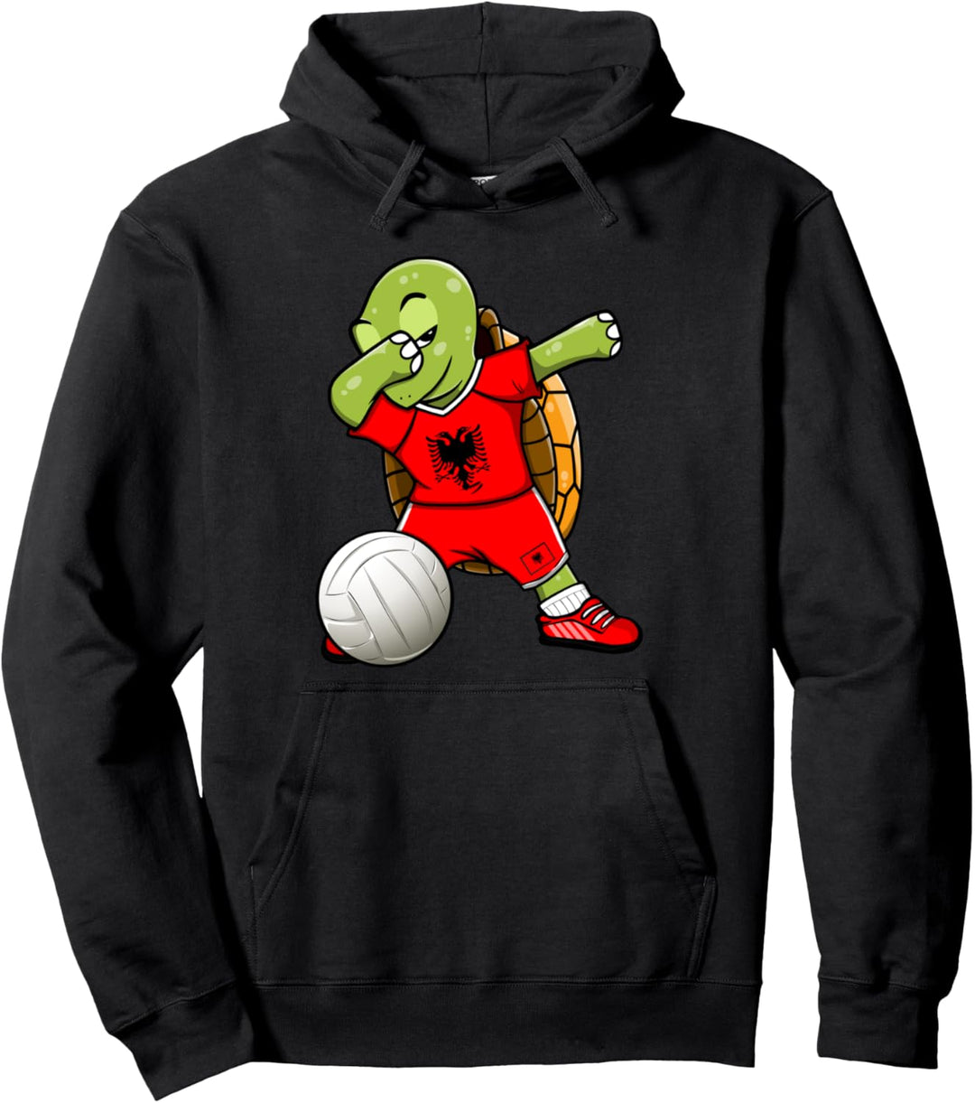 Dabbing Schildkröte Albanien Volleyball Albanische Flagge Pullover Hoodie