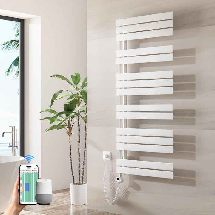 Heilmetz Badheizkörper Elektrisch WiFi 1385 x 600 mm,Flach Bad Heizkörper mit Digitalem Thermostat,