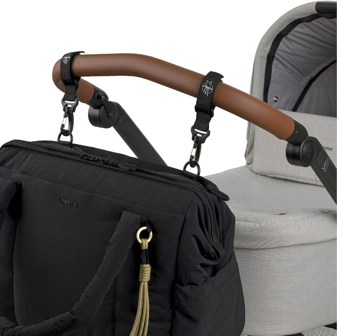 LÄSSIG Wickeltasche Schultertasche mit Laptopfach Yula Weekender Black schwarz