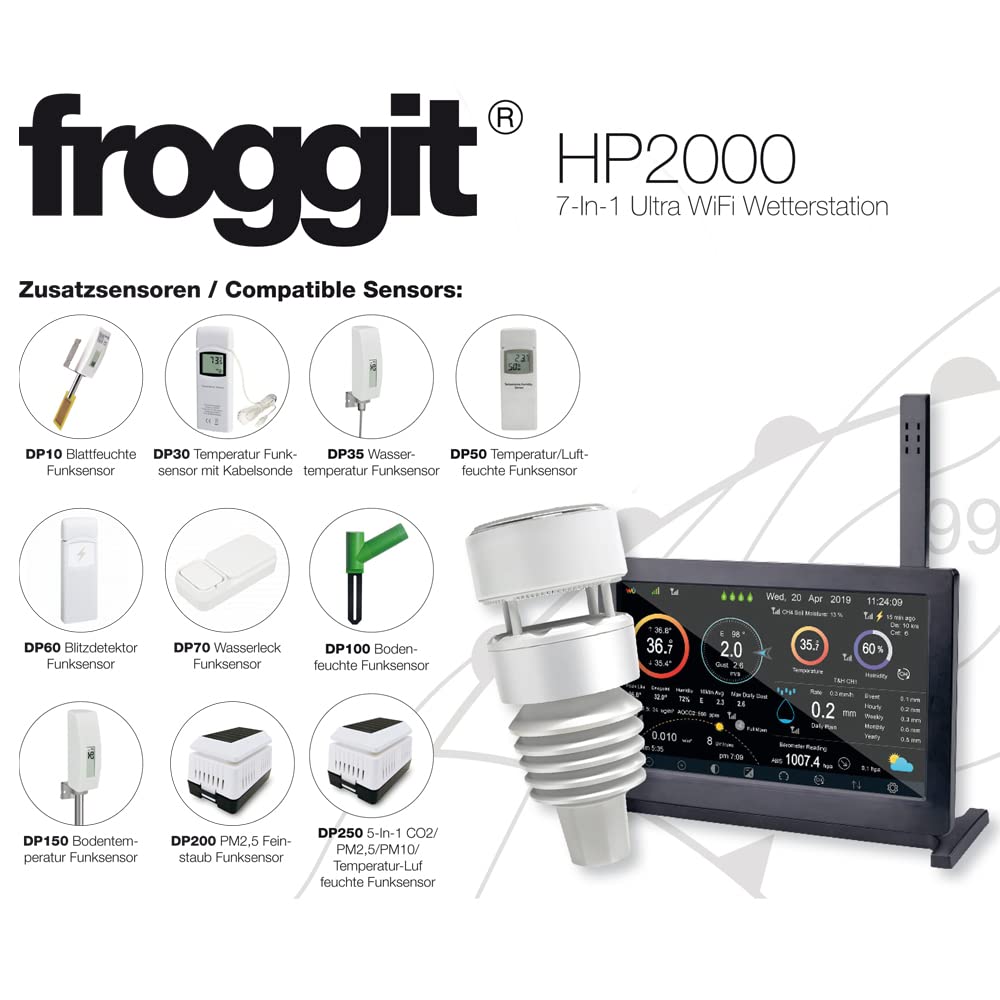froggit HP2000 7-In-1 Ultra WiFi Wetterstation HP2000 Ultra Wetterstation, HP2000 Ultra Wetterstatio