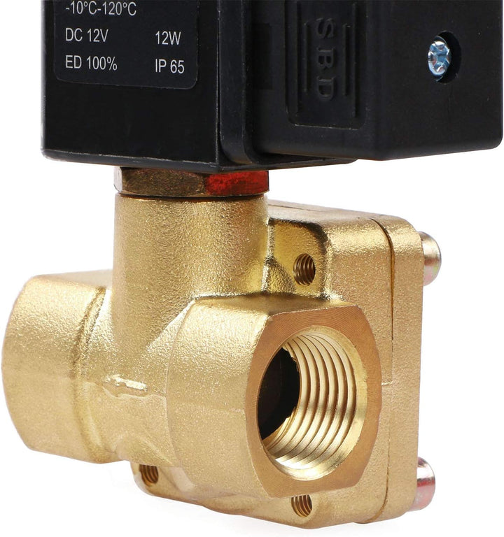 U.S. Solid 1/2" G 12 V DC Messing Magnetventil 0,1-16 Bar für Wasser Luft Gas Öl, NC, VITON, Vertika