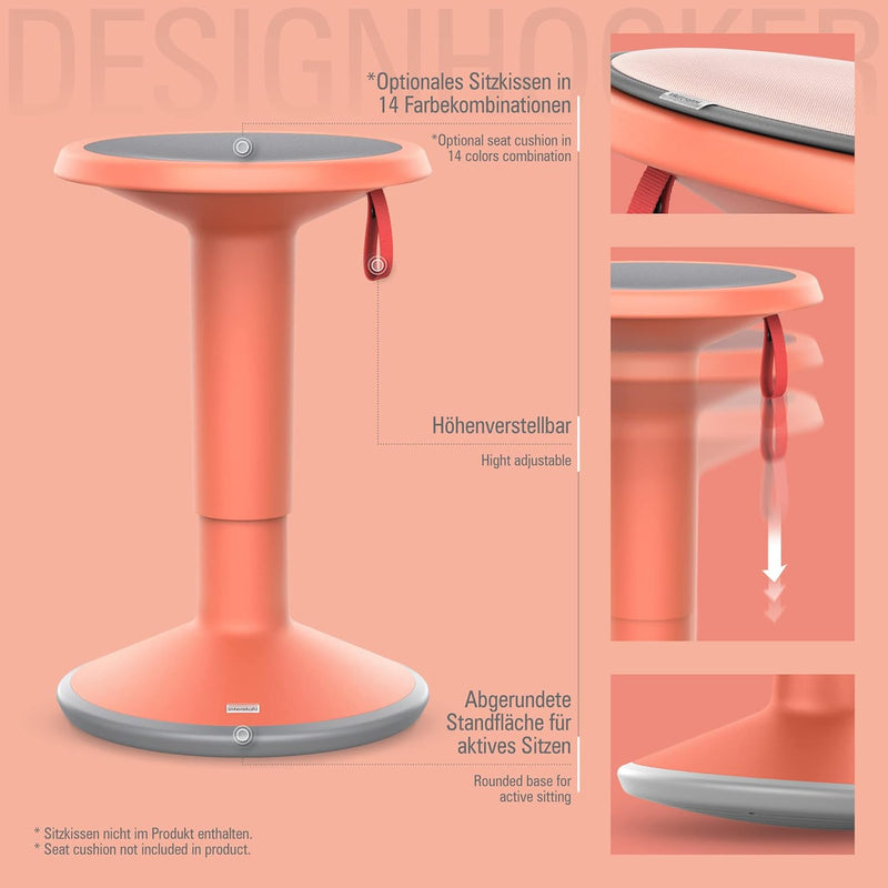 Interstuhl UPis1 - ergonomischer Sitzhocker mit Schwingeffekt - höhenverstellbar - Hocker mit rutsch