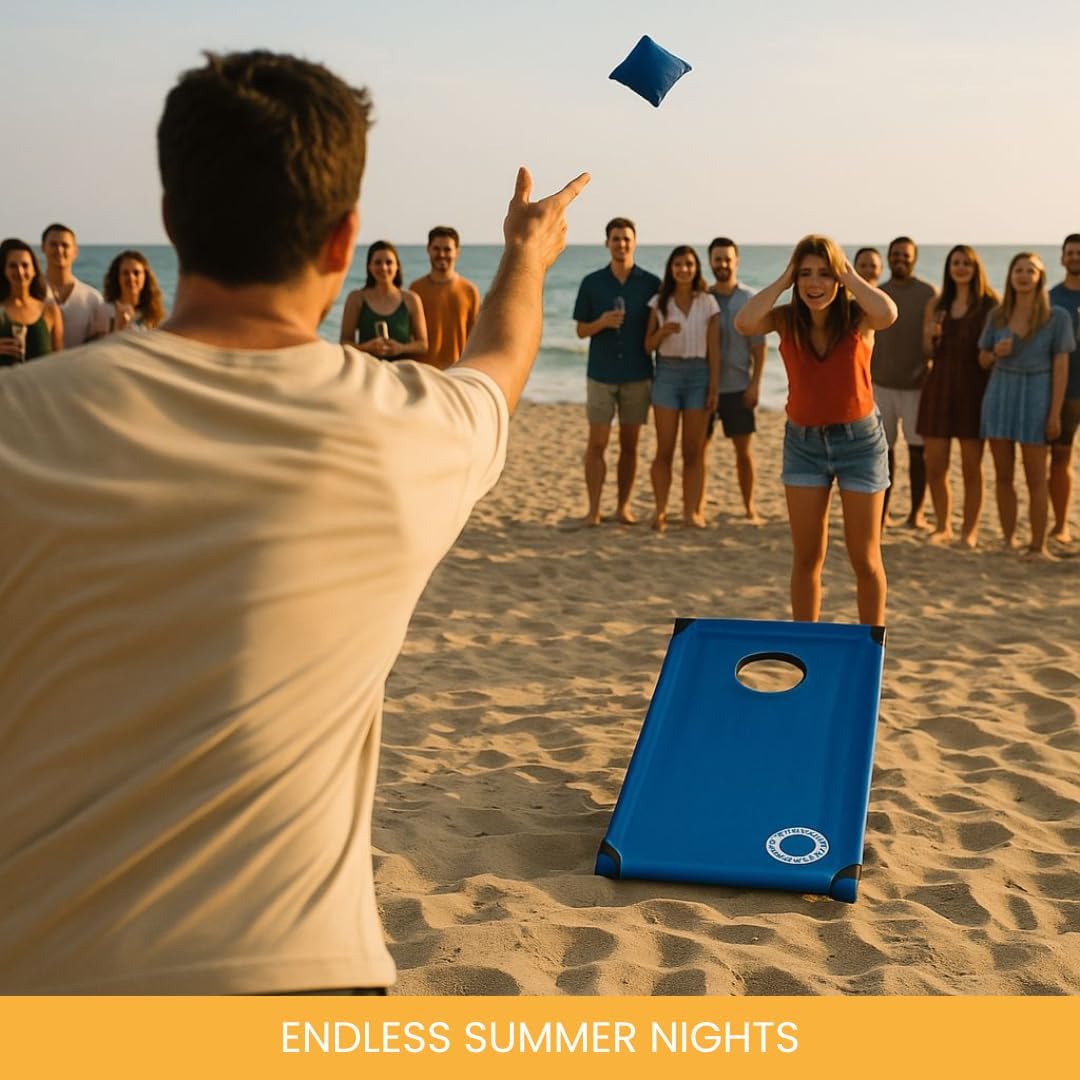Cornhole Beach Set – 90 x 60 cm – Red Zone – Inkl. 2 x 4 Cornhole-Säcke und Tragetasche