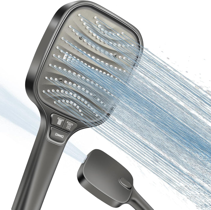 Duschkopf Gross Hochdruck – XXL Regenduschkopf mit 8 Strahlarten, Wassersparende Handbrause für Luxu