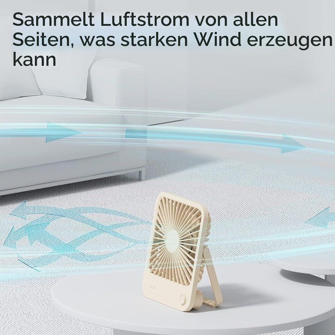 JISULIFE Tischventilator Batterie Wiederaufladbarer Ventilator，4500mAh 180° Faltbarer Tragbarer Pers