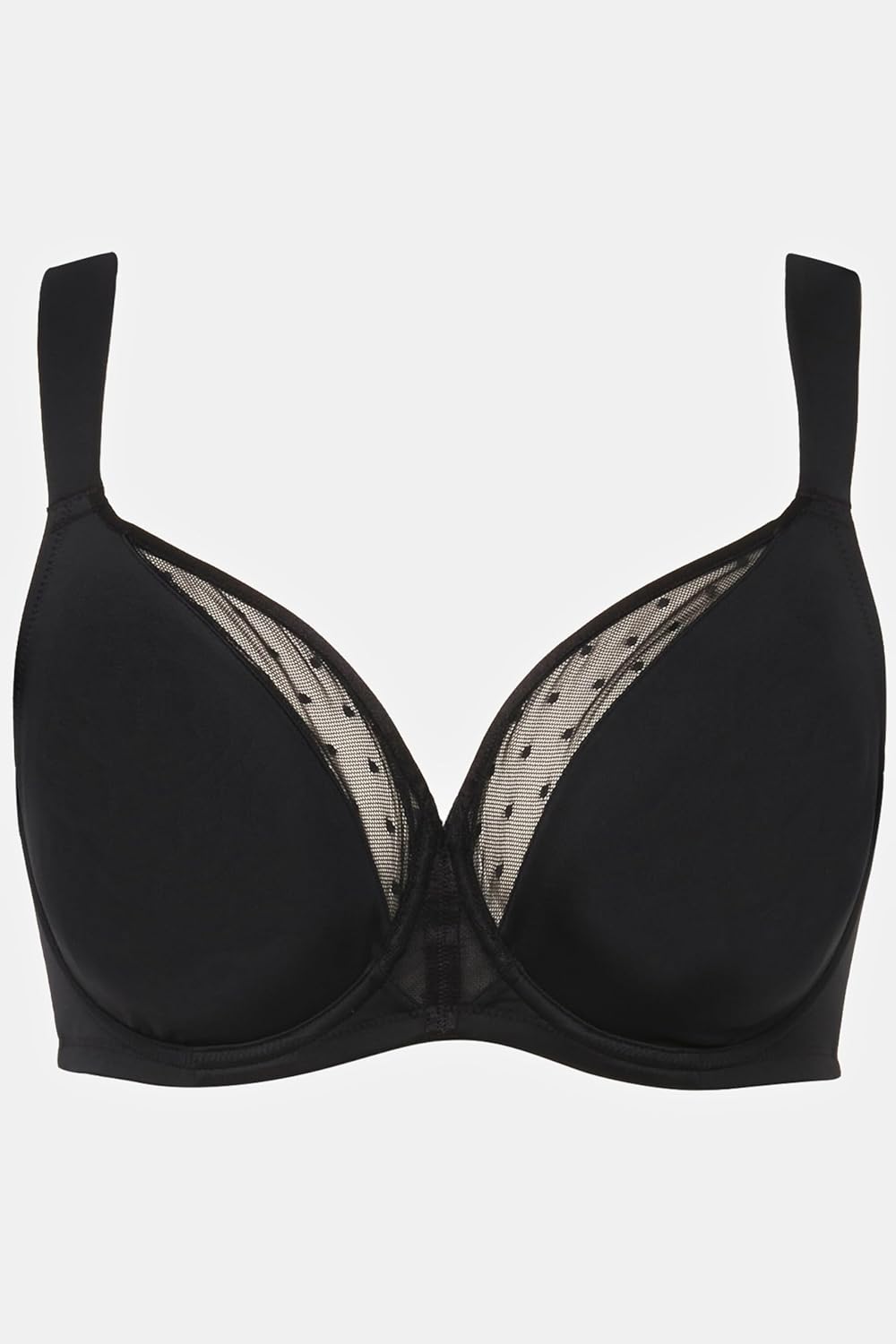 Ulla Popken Damen Bügel, Mesh-kante, Cup B-F BH 85B Schwarz, 85B Schwarz