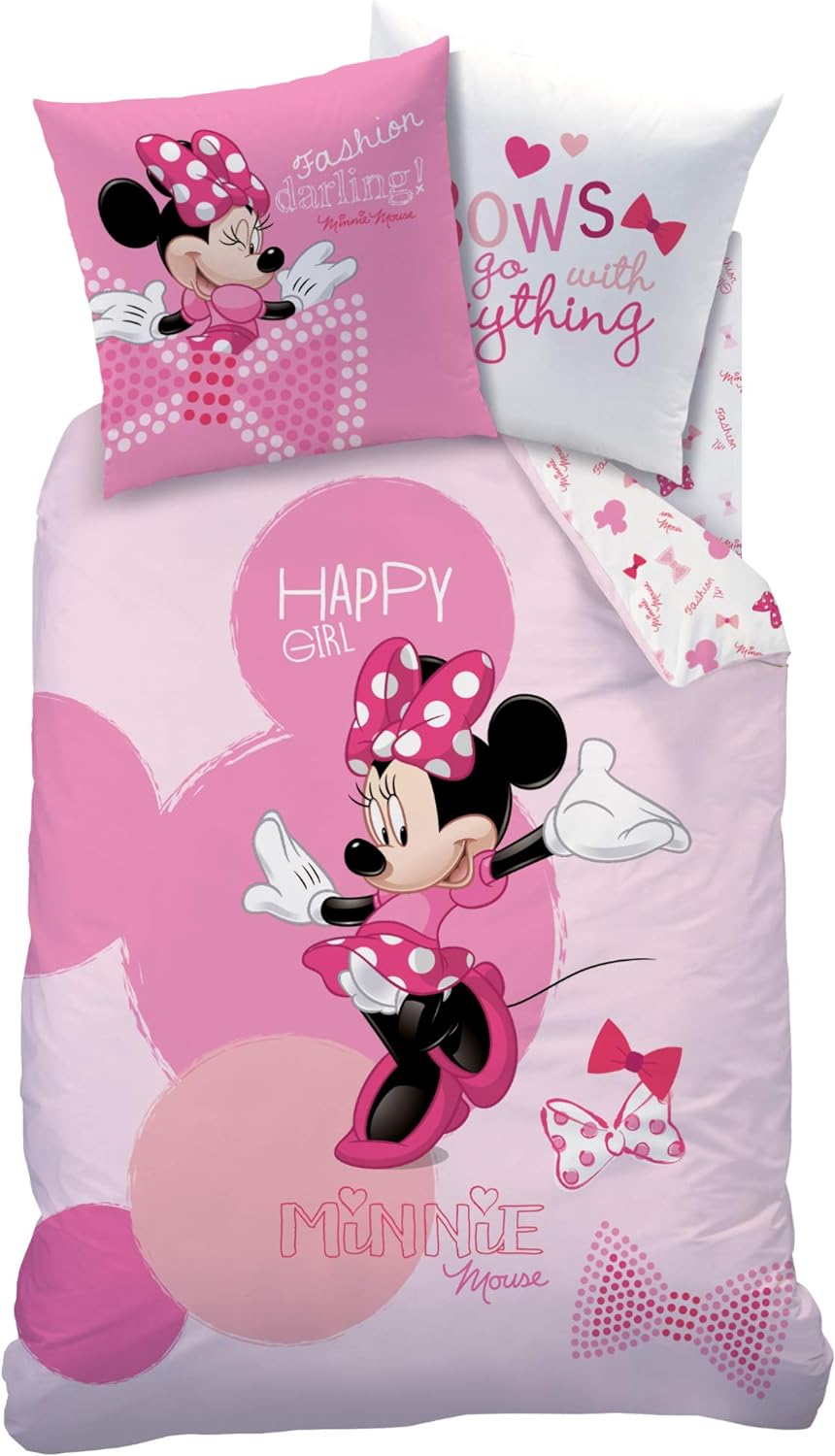 Disney Minnie Bettwäsche-Set, Flanell, Rosa, 135 x 200 cm, 2-Einheiten