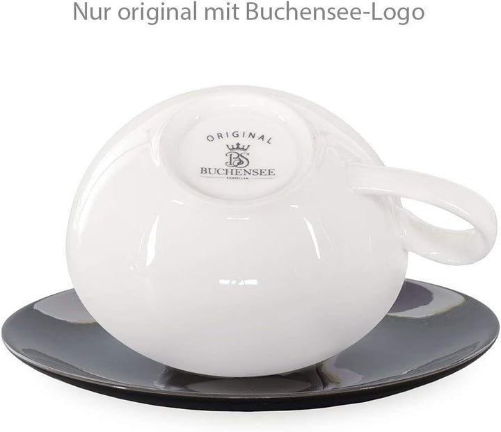 Buchensee Tea for One Lena 500ml aus Crystal Bone China Porzellan in schwarz-weiss. Teekanne + Teeta