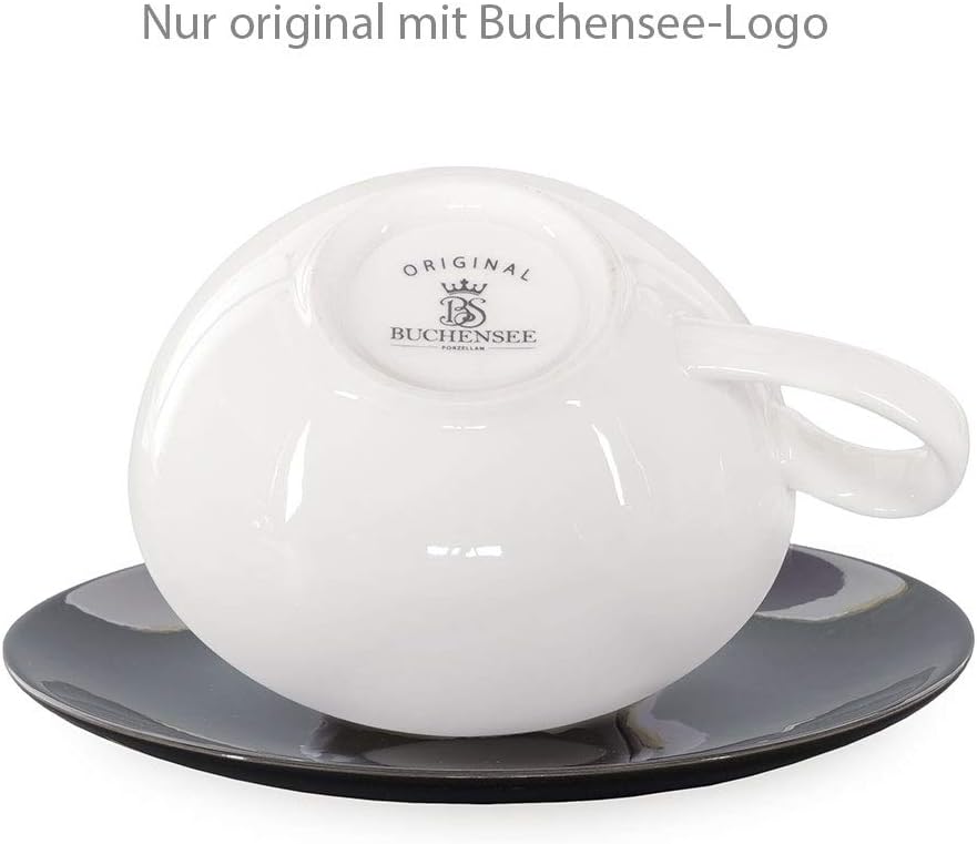 Tea for One mit Sieb Lena 500ml aus Crystal Bone China Porzellan in schwarz. Teekanne + Teetasse + U