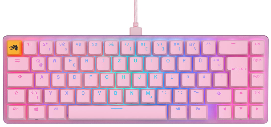 GLORIOUS GMMK 2 (65%) Mechanische Tastatur, Fox, ISO in Rosa | Aluminiumoberfläche für Biegsteifheit