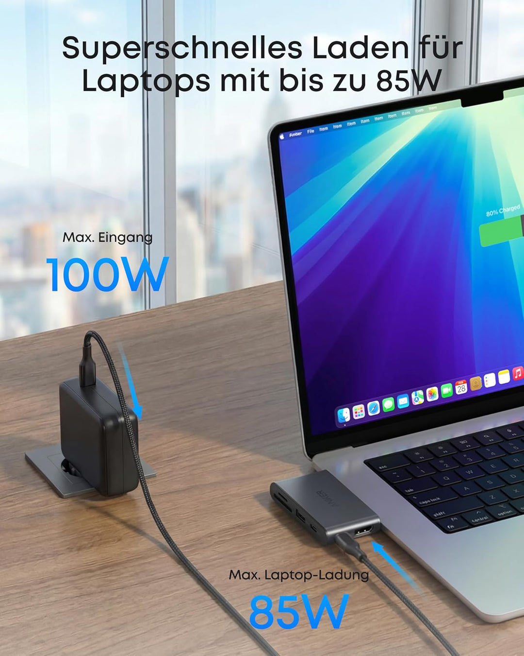 Anker Nano Hub, Kompakter 6-in-1 USB-C Hub mit 85W PD-Ladefunktion (Netzteil Nicht enthalten), 4K@60