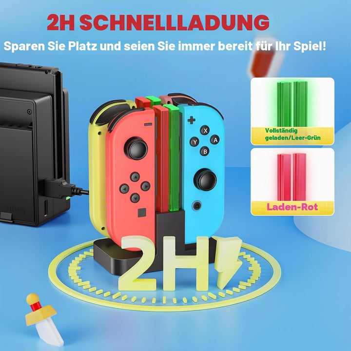 FASTSNAIL Ladestation für Switch Controller, Ladestation Kompatibel mit Nintendo Switch&Switch OLED，