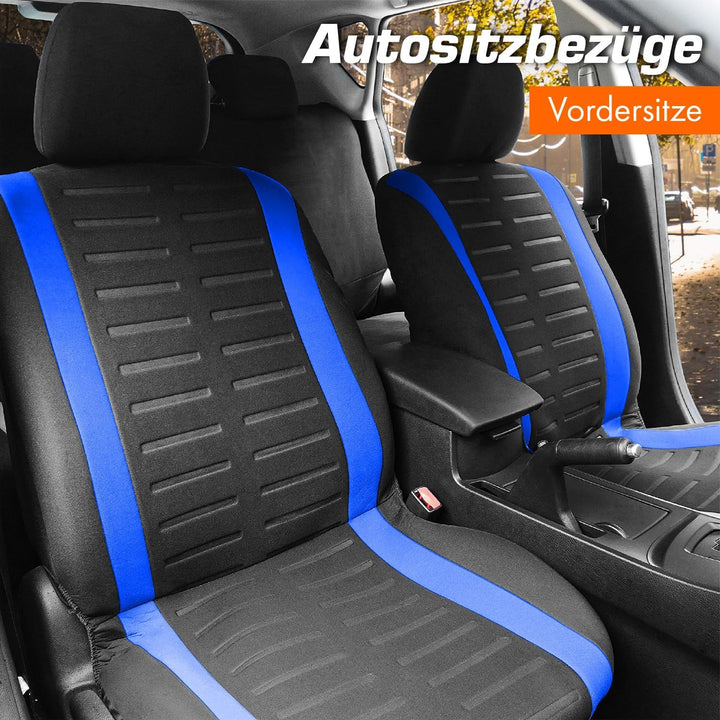 Upgrade4cars Autositzbezüge Set für die Vordersitze | Auto-Schonbezüge Universal in Blau Vordersitze