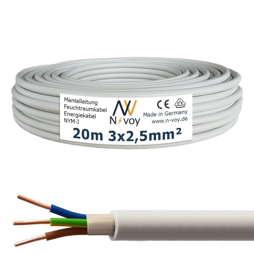 NYM-J 3x2,5 mm² 20m Mantelleitung Installationskabel Stromkabel nach DIN VDE 0250 M06 20 m NYM-J 3x2