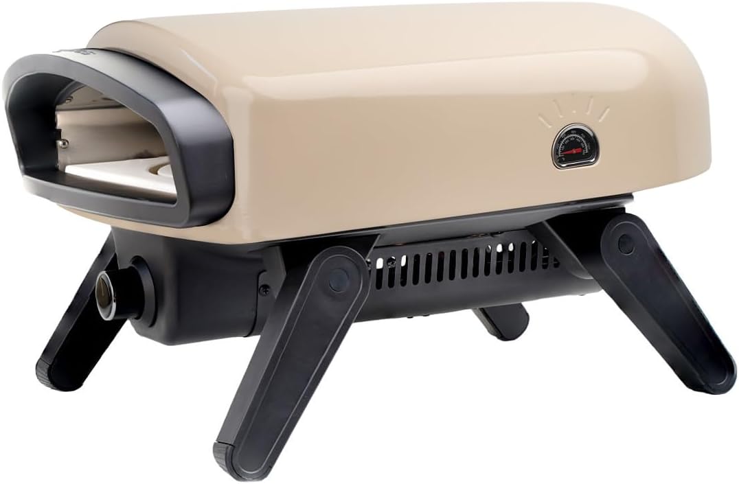 SANTOS Pizzaofen O-140 Beige mit Motor – Gas-Pizzaofen 4,7 kW – Drehteller & 360° Bräunung – Cordier