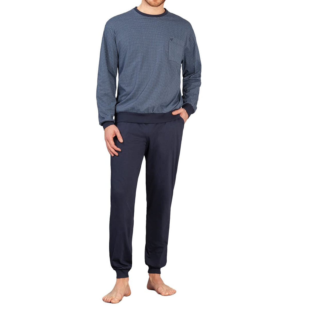 hajo Herren Schlafanzug - Premium Cotton 56 Rauchblau, 56 Rauchblau