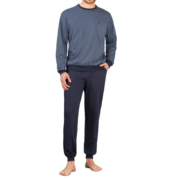 hajo Herren Schlafanzug - Premium Cotton 56 Rauchblau, 56 Rauchblau