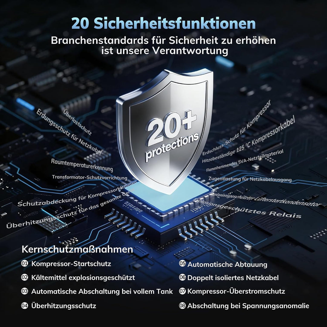 AEOCKY Max 25L/d, luftentfeuchter elektrisch, Raumgrösse ca.200m³(50m²), Smart Luftentfeuchter mit A