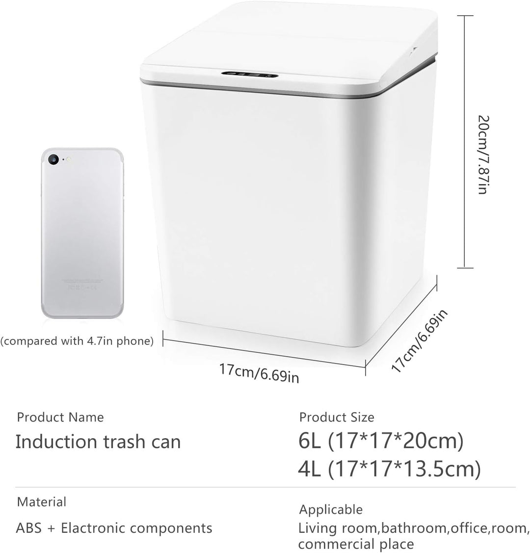 FEBHBRQ 6 Liter / 1,5 Gallon Automatische Erkennung Desktop Abfalleimer Box Form Mini Mülleimer mit