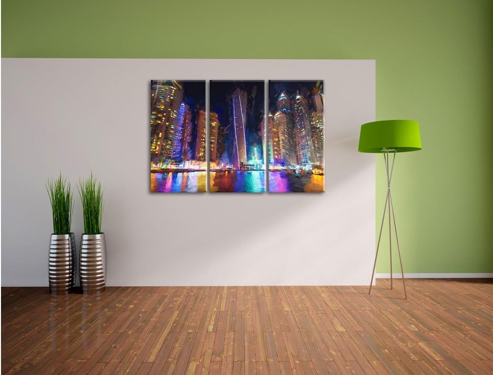 Pixxprint Dubai Burj al Arab als Leinwandbild/Grösse: 3 Teilig (120x80) cm/Wandbild/Kunstdruck/ferti