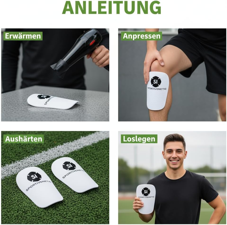 SPORTIVONETIC® High Performance Schienbeinschoner Anpassbar für Erwachsene & Kinder, Damen & Herren