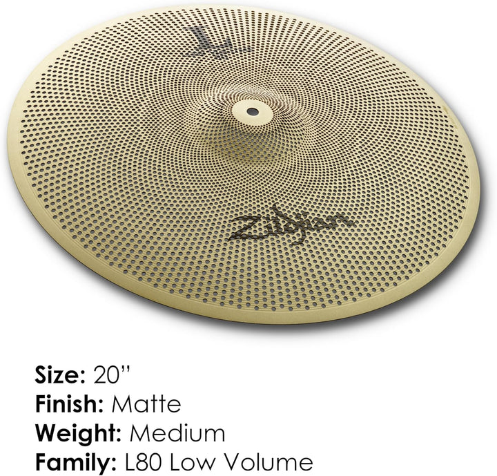 Zildjian L80 Series - Low Volume 20" Ride Cymbal, Ride