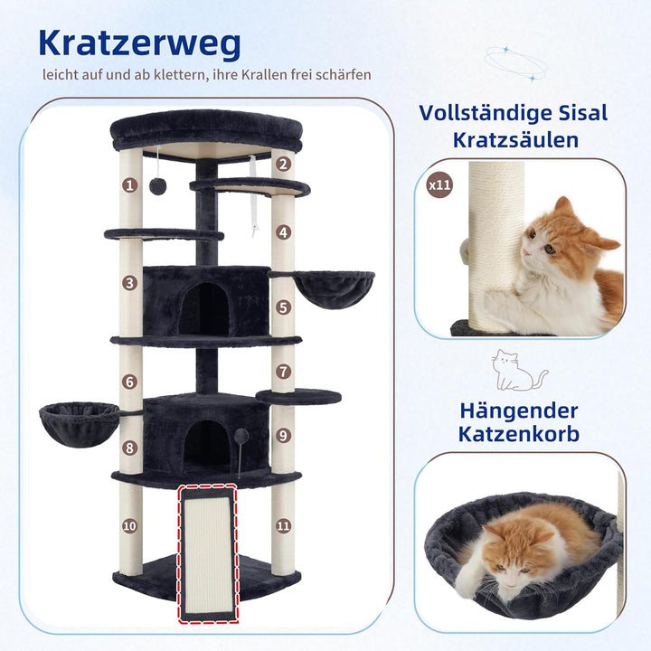 Gitelsnour Eck-Kratzbaum, Katzenbaum für Innenbereich, Mehrstöckiges katzenkratzbaum mit Sisal Kratz