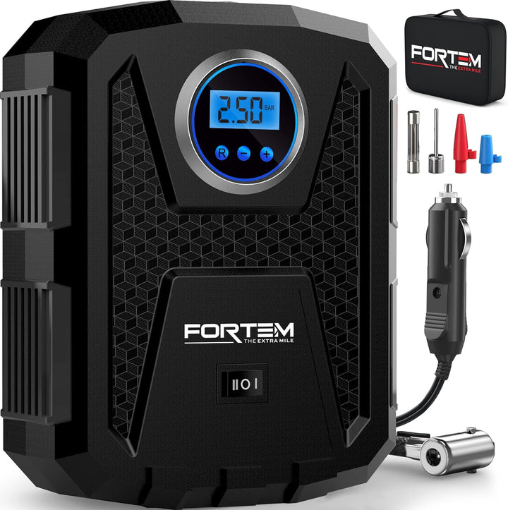 Fortem Tragbarer Kompressor Autoreifen, Kompressor Fahrrad, 12V Autoreifen Pumpe und Fahrradpumpe El