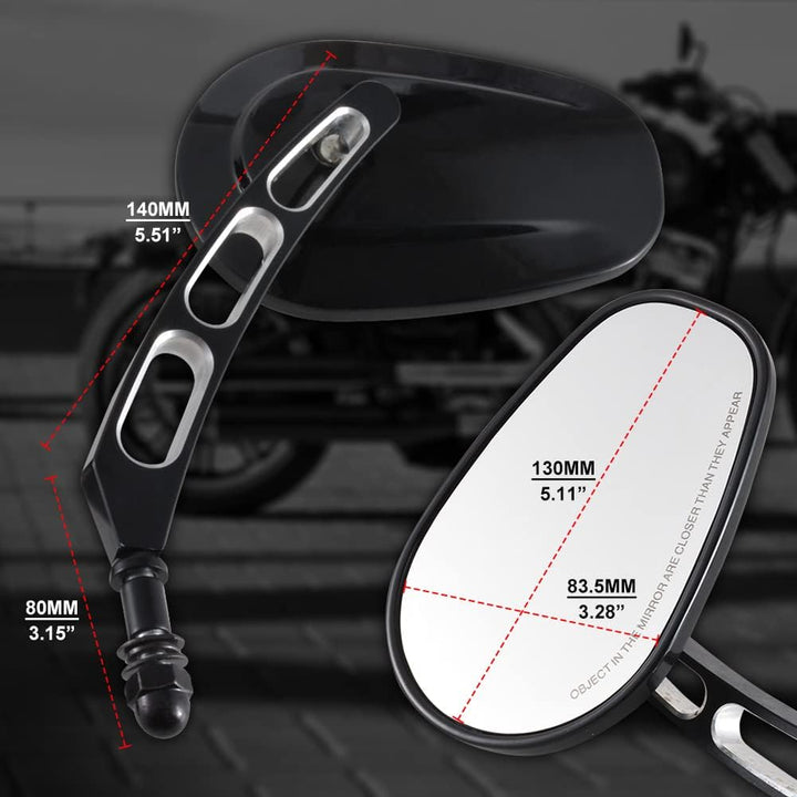 KATUR Motorrad 8 mm 10 mm Lenkerendspiegel, Rückspiegel, Motorrad, schwarzer Randschnitt, Rückseiten