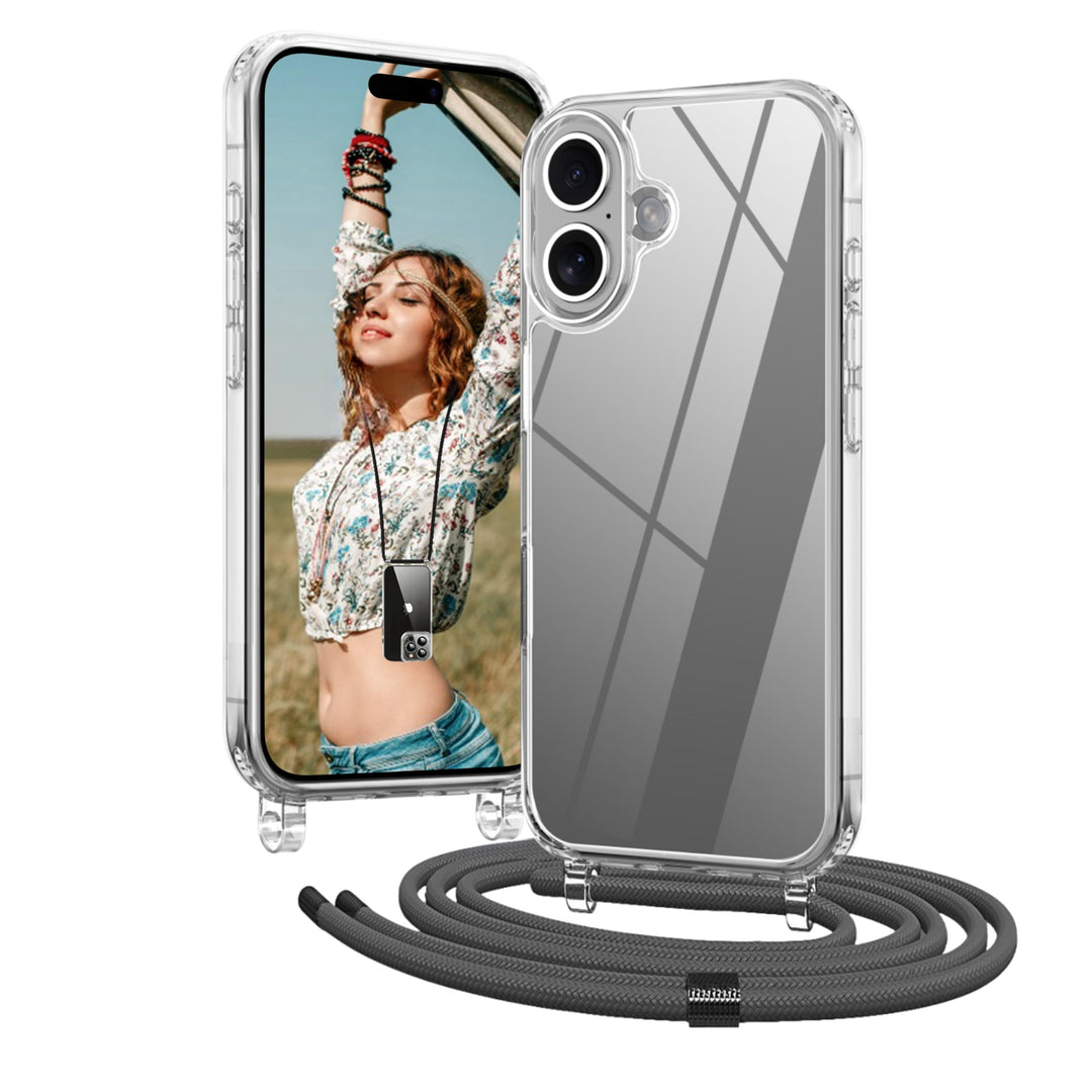 OLEPHY Handykette für iPhone 16 Hülle mit Band, Necklace Handyhülle, Transparente Schutzhülle zum Um