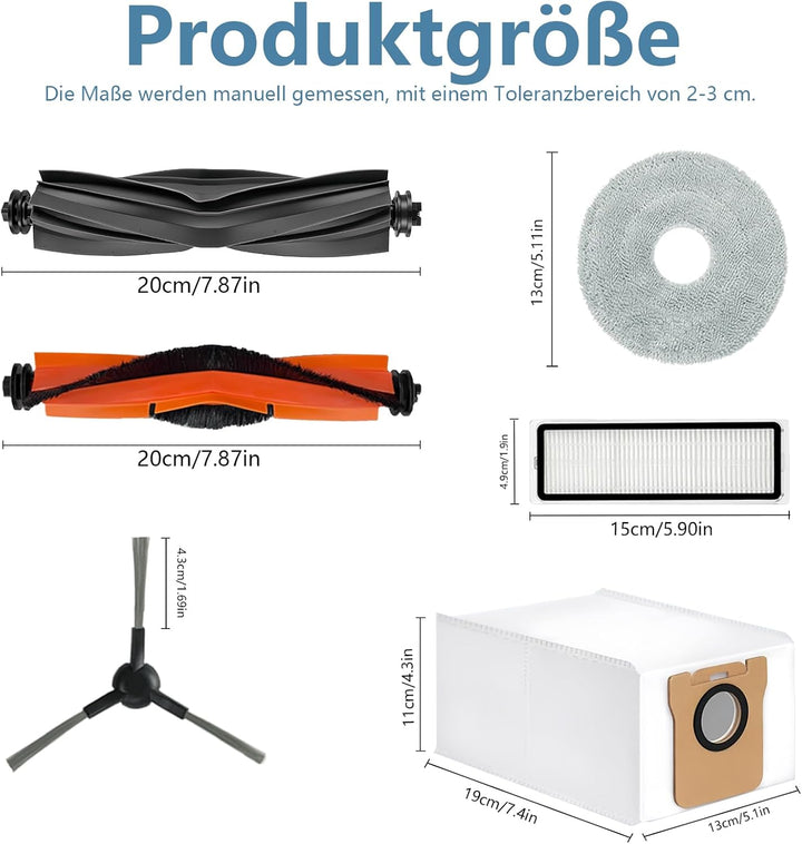 25 Stück Zubehör für Xiaomi X20+/X10+, für Dreame L10s Ultra/L10 Ultra/L10 Prime Roboter Staubsauger
