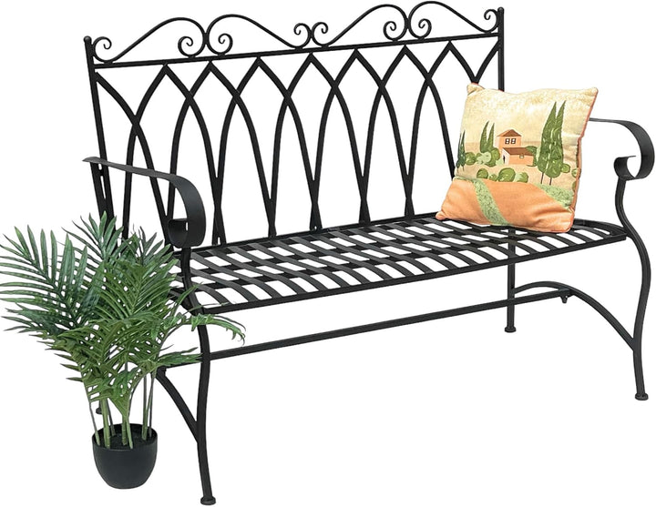 DanDiBo Gartenbank Metall 2 Sitzer Wetterfest Sitzbank Garten Bank Antik 18940 Dunkelbraun Metallban