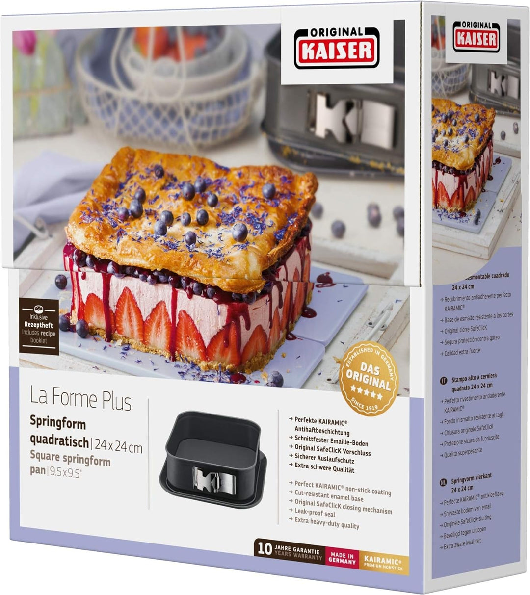 Original Kaiser La Forme Plus Springform eckig 24 x 24 cm, Backform quadratisch, rechteckig, Emaille
