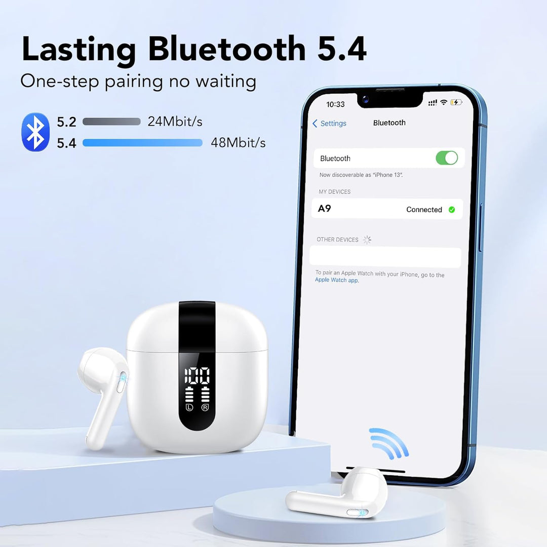 Bluetooth Kopfhörer, In Ear Kopfhörer Kabellos Bluetooth 5.4 Kabellose Kopfhörer mit 4 Mic, 2026 Kab
