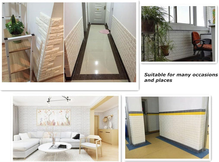 Leisu 3D tapeten wandsticker Wandpaneele selbstklebend weiss Ziegelstein-Tapete Brick Muster Tapete
