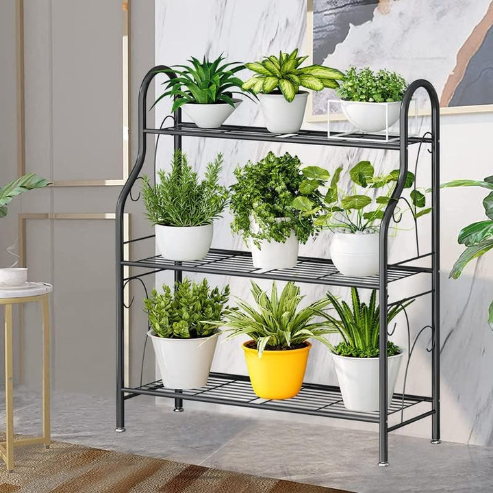 Pflanzenständer Indoor Outdoor Pflanzenregal 3 Etagen Metall Eckhalter für Wohnzimmer Balkon Garten