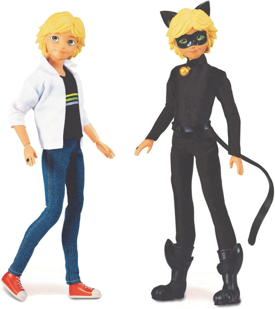 BANDAI - Miraculous - Miraculous Puppe Cat Noir und Adrien - Mannequin Puppe 26 cm und ihre 2 Outfit