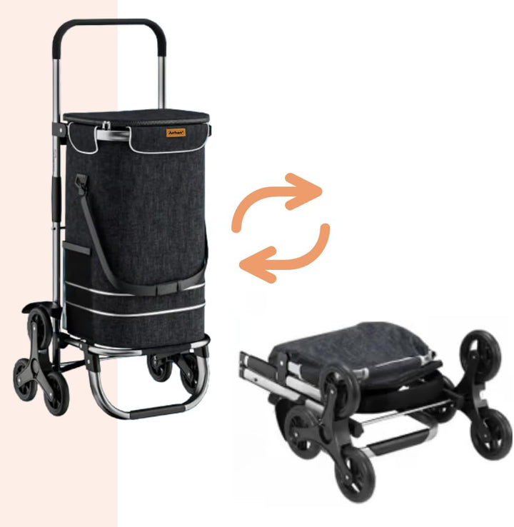 Einkaufstrolley Comfort für Treppen, 50 l (Schwarz), Schwarz