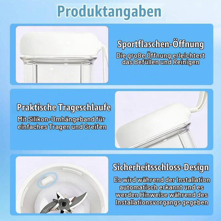 Foreverup Tragbarer Mixer, Smoothie Maker to Go für Smoothies und Shakes, Mini Standmixer Mit 16 Kli