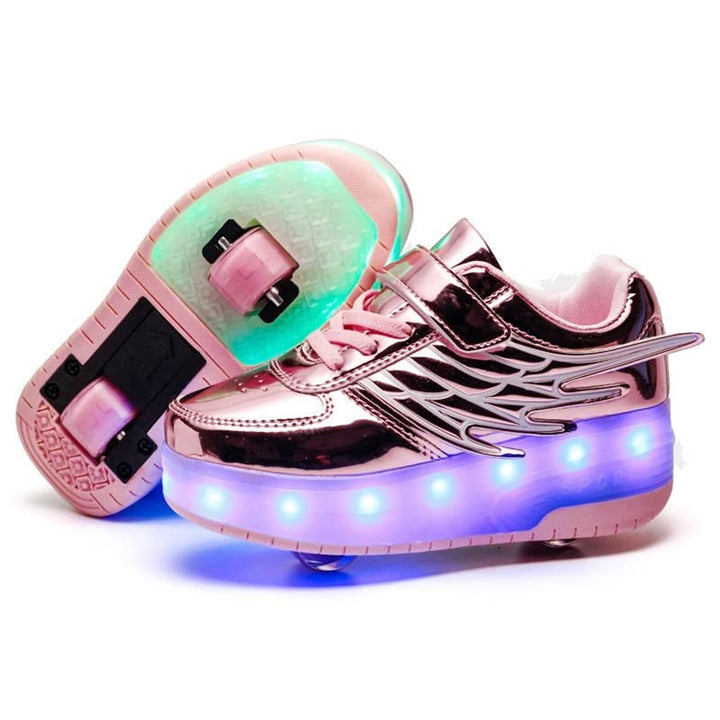 Kinderroller mit LED Licht | Automatisch Einziehbar & Abnehmbare Vorderreifen | Outdoor-Spiel-Schuhe