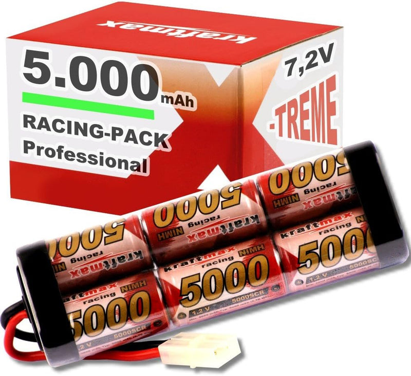 Kraftmax Akku Racing-Pack mit Tamiya-Stecker - 7,2V / 5000mAh / NiMH Akku/Hochleistungs RC Akkupack