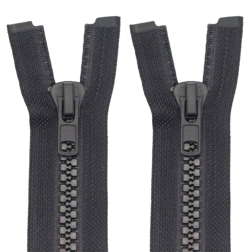 MebuZip 2 Stück 200 cm #10 Reissverschluss aus Kunststoff teilbar Schwarz 8,5mm Reissverschluss für