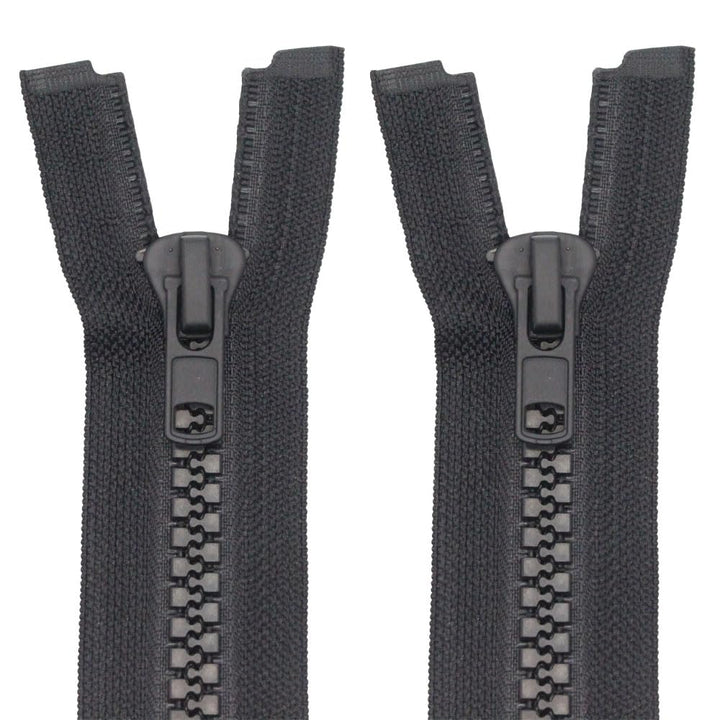 MebuZip 2 Stück 200 cm #10 Reissverschluss aus Kunststoff teilbar Schwarz 8,5mm Reissverschluss für
