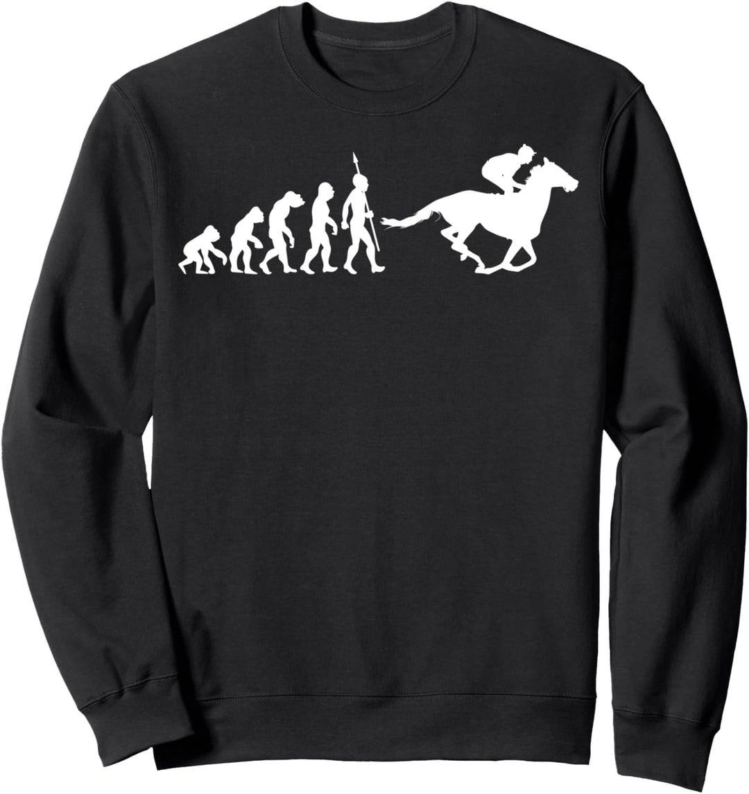 Pferderennen Pferderennsport Evolution Fun Lustig Rennbahn Sweatshirt