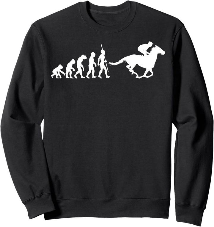 Pferderennen Pferderennsport Evolution Fun Lustig Rennbahn Sweatshirt