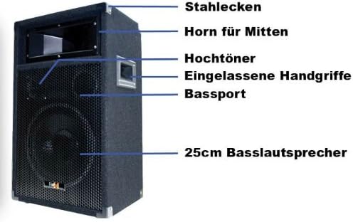 E-Lektron 500W DJ Party Lautsprecher Box - 25cm / 10" Bass PW25