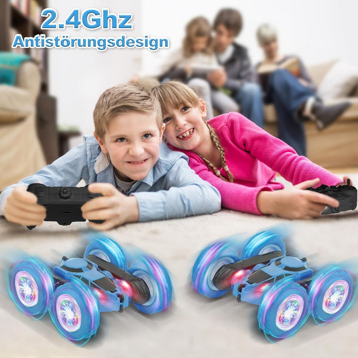 Ferngesteuertes Auto, 90 Min Spielzeit, 2.4Ghz Doppelseitig 360° drehbarer RC Crawler mit Scheinwerf