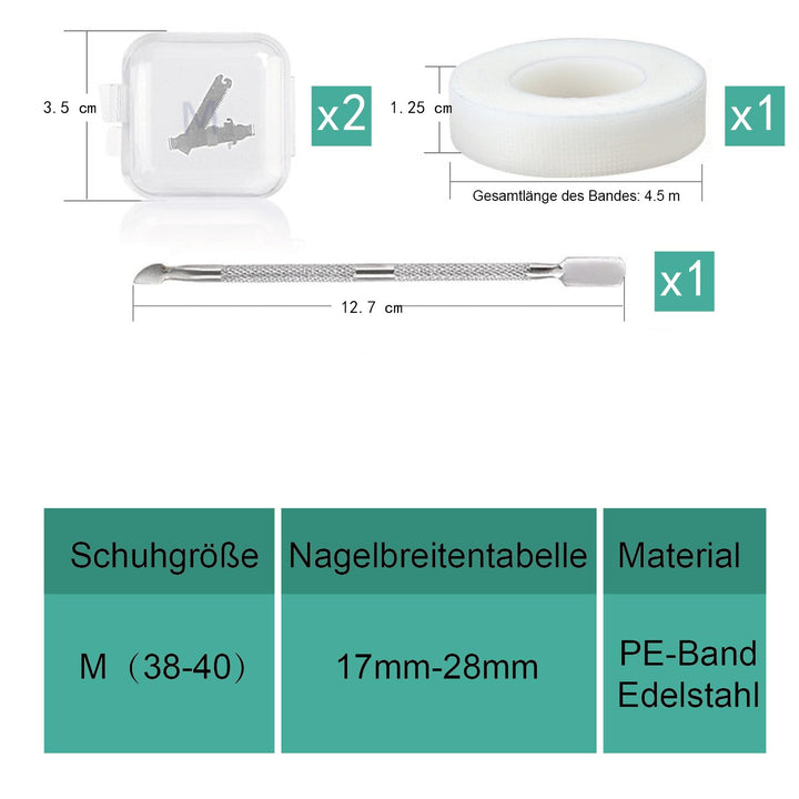 1 Satz Eingewachsene Zehennagel-Werkzeuge, Nagel-Korrekturschnalle, Patch Gebogene Zehennägel Klamme